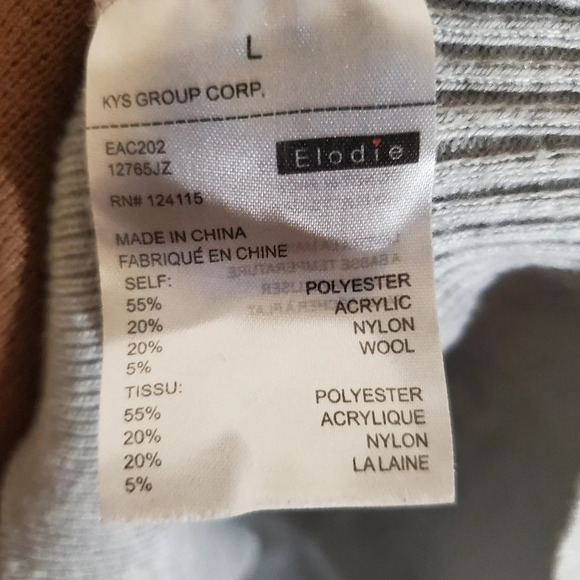 Elodie wool blend v neck ribbed sweater size L grey - Picture 8 of 8